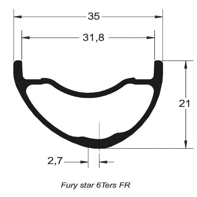 DUKE Juego de Aros Fury Star 6TERS 28 / 32 :: 29'' 28H Asimétrico Aluminio