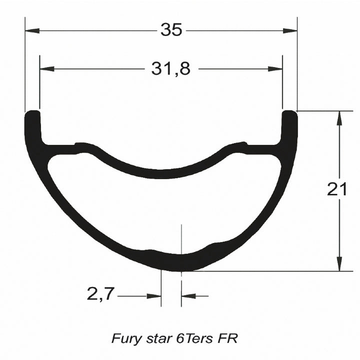 DUKE Juego de Aros Fury Star 6TERS 28 / 32 :: 29'' 28H Asimétrico Aluminio