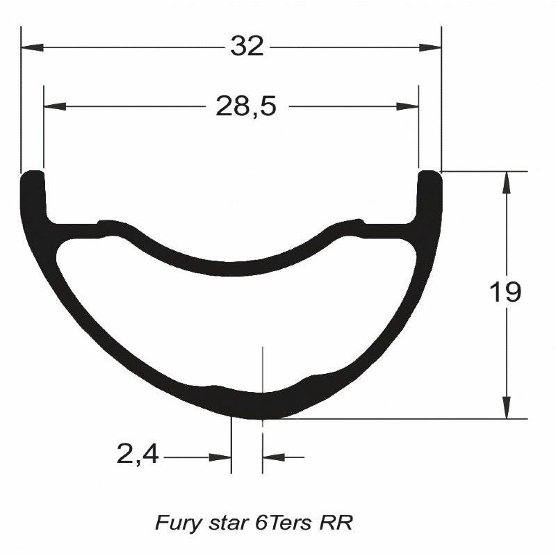 DUKE Juego de Aros Fury Star 6TERS 28 / 32 :: 29'' 28H Asimétrico Aluminio