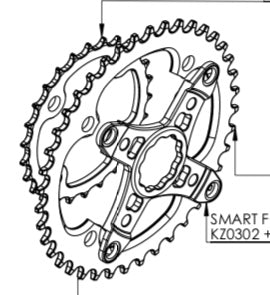 SMART FOOT Spider MTB double XX, Hole Circle Ø80/120mm, Black