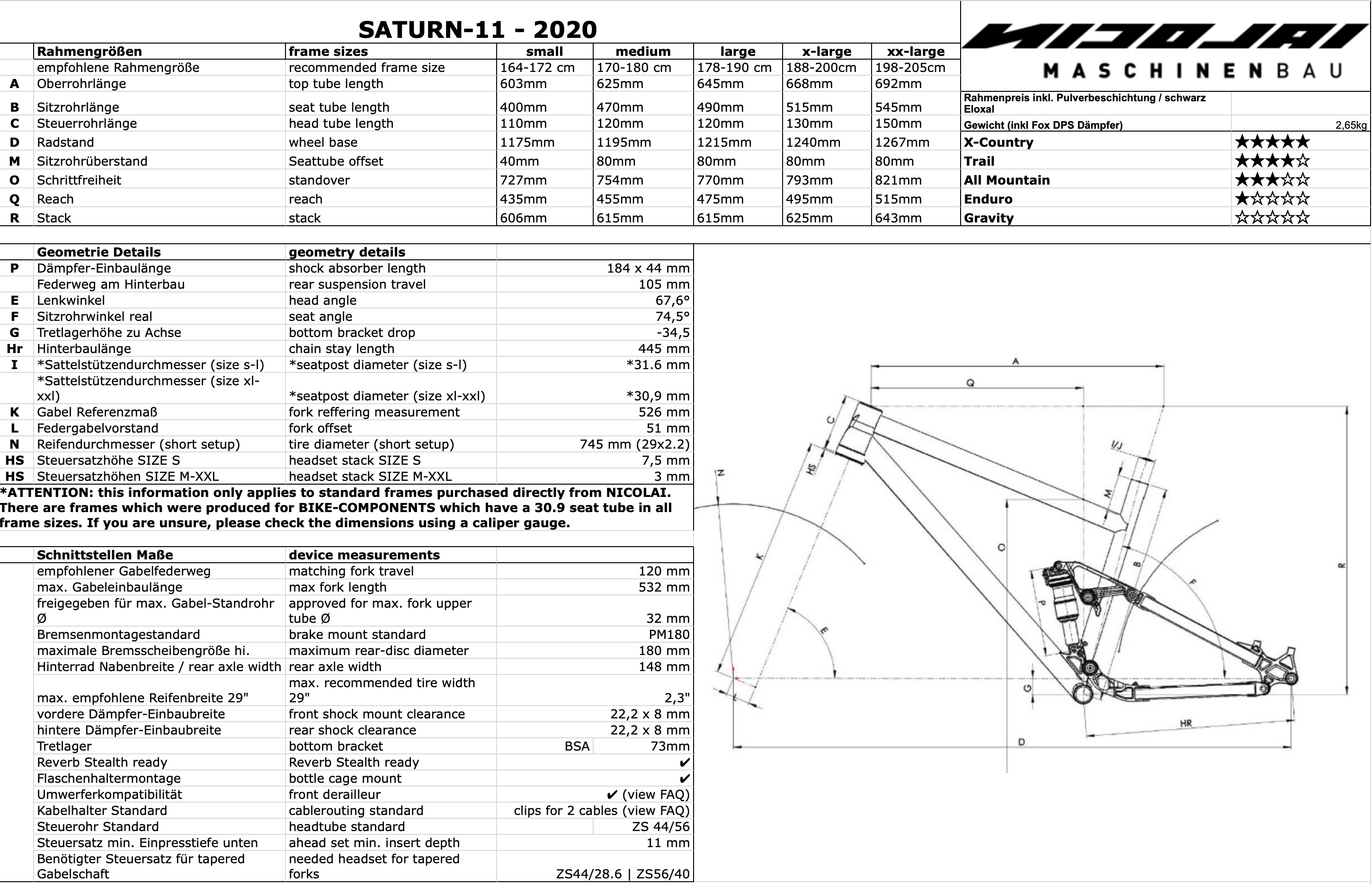 Nicolai Saturn 11 - 29" color Raw / Talla S (164-172 cm)