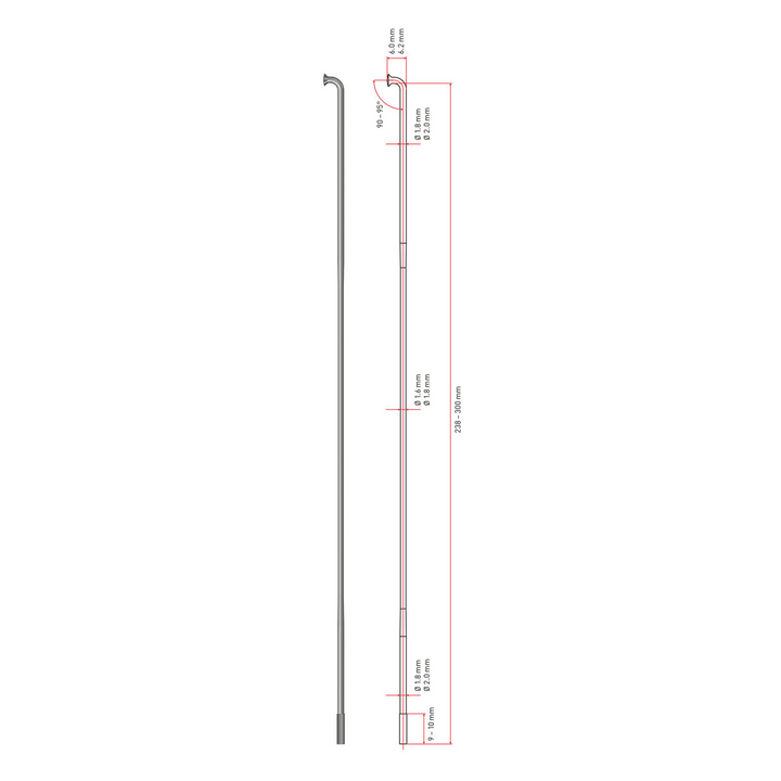 DT SWISS Competition 2.0/1.8 263mm - Negro con nipple