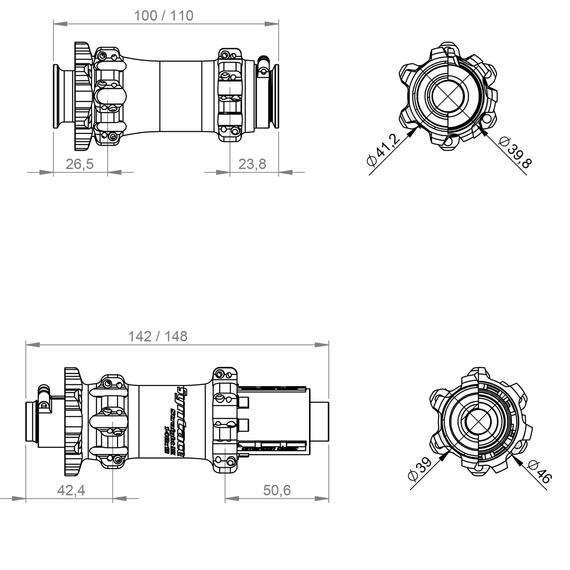 SYNTACE Straight MX Front Hub 110x15 IS SC 28 Hole Matt
